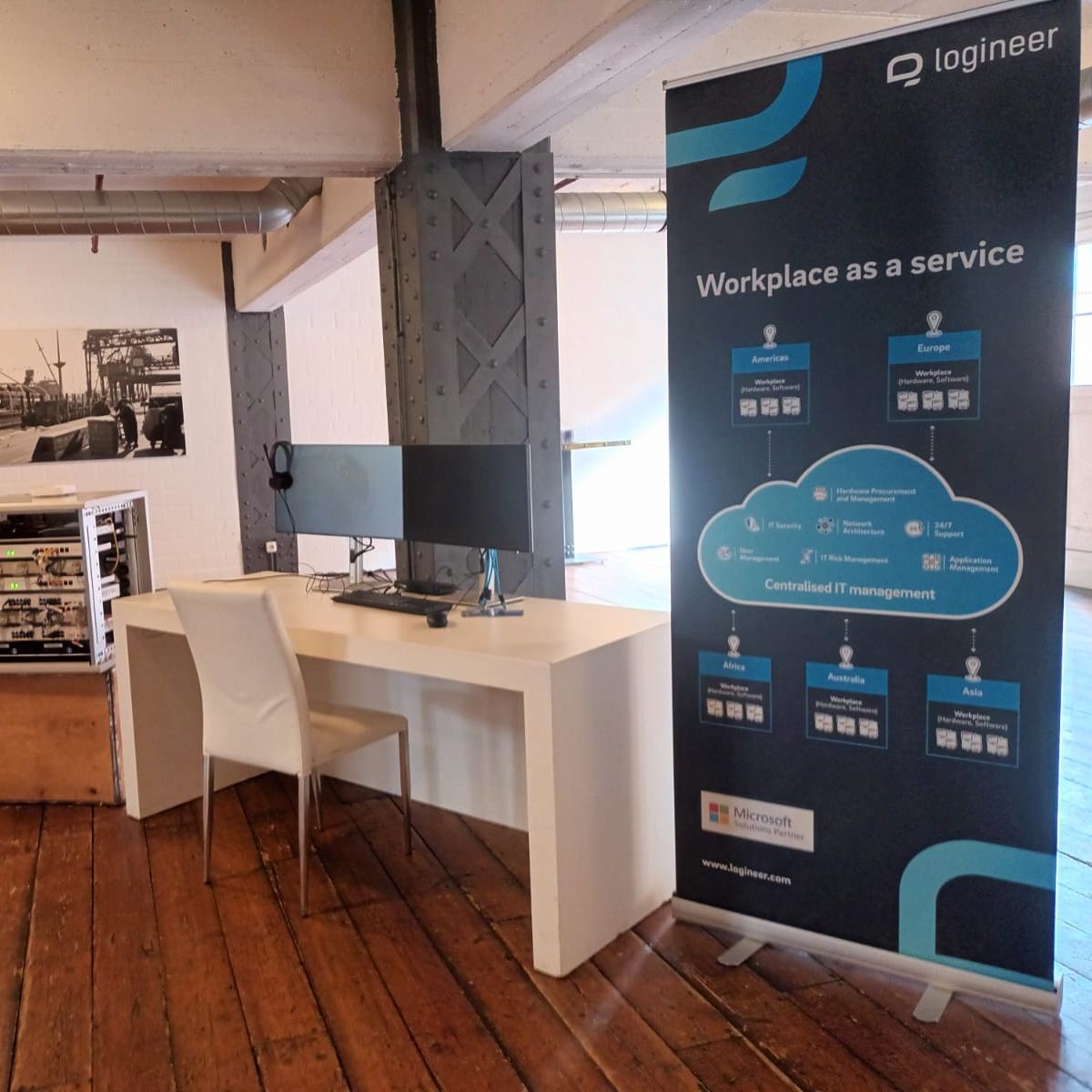 Workplace as a service: logineer creates the complete IT infrastructure for the digital office workplace for its customers and showed how this works at the Business Day. Picture: &copy; q.beyond logineer GmbH.